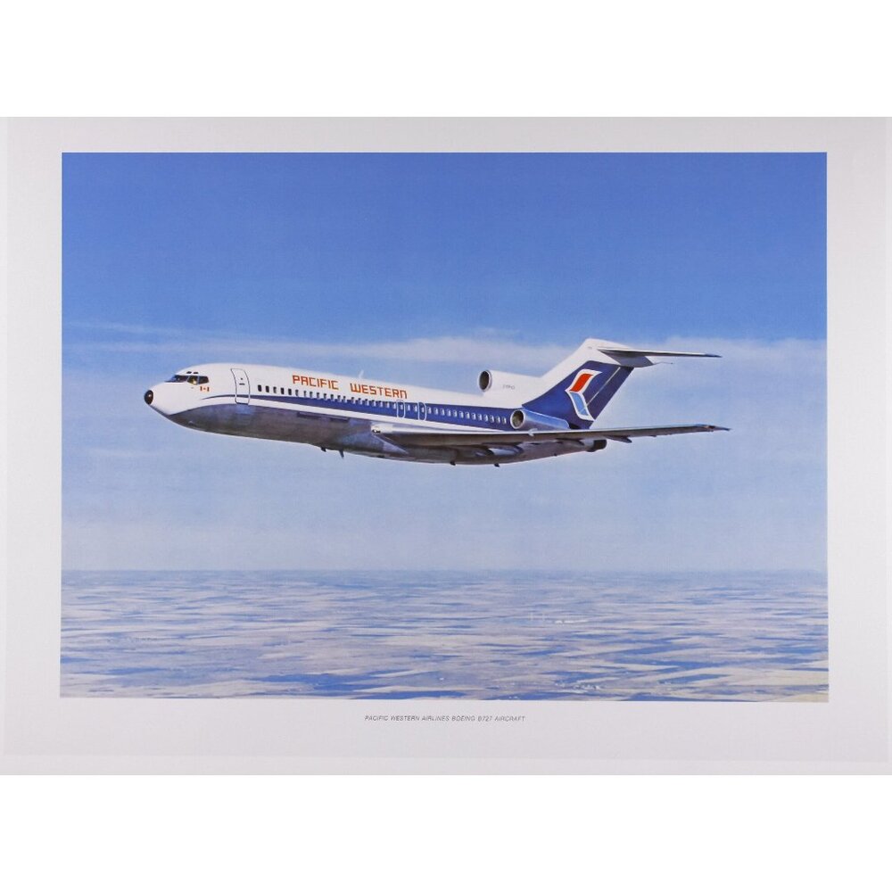 Pacific Western airplane small art poster, vintage aviation photo print